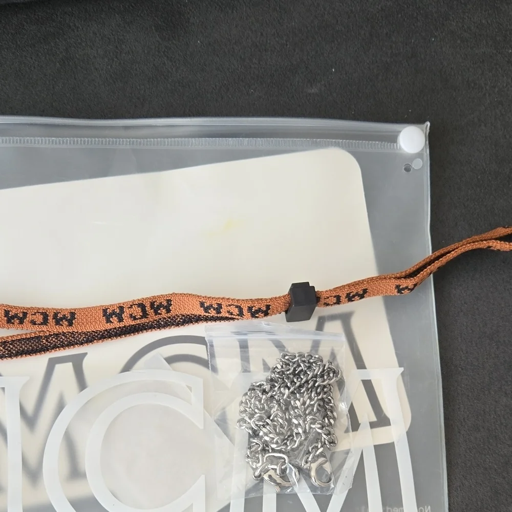 Brand New Never Worn MCM Tan and Black Logo Face Mask